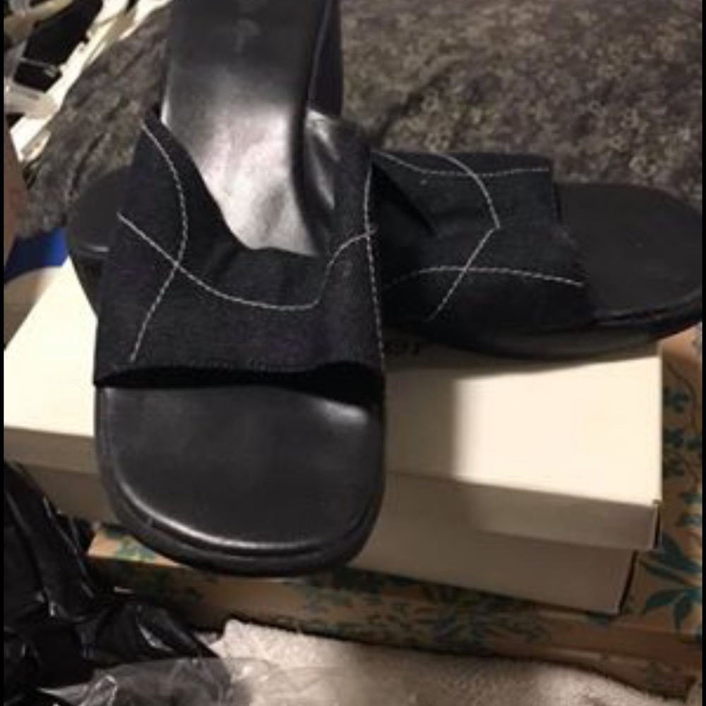 Denim Wedge Slip Ons